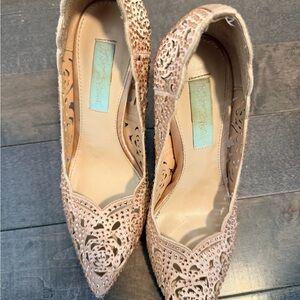 Betsey Johnson Pink Lace Heels